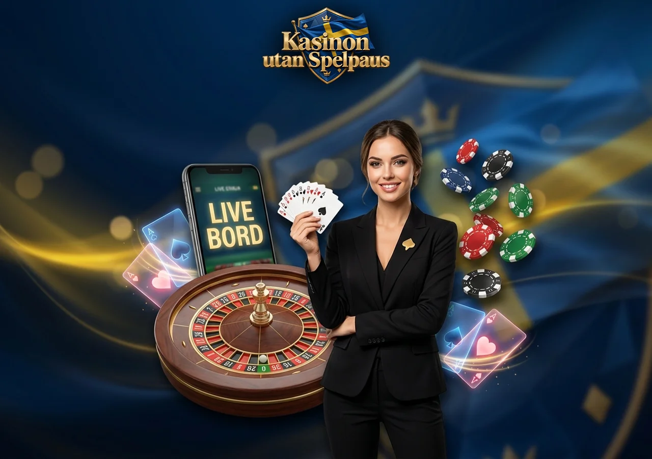 Spela bordsspel med live dealers på utländska casinon online.